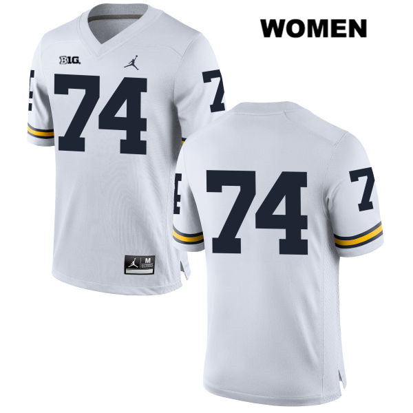 Women's NCAA Michigan Wolverines Ben Bredeson #74 No Name White Jordan Brand Authentic Stitched Football College Jersey AY25R41PM
